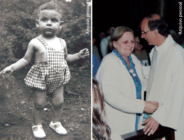 Duas fotos - Julio com dois anos de idade, e com sua mãe