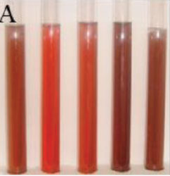 tubos de ensaio com diferentes cores